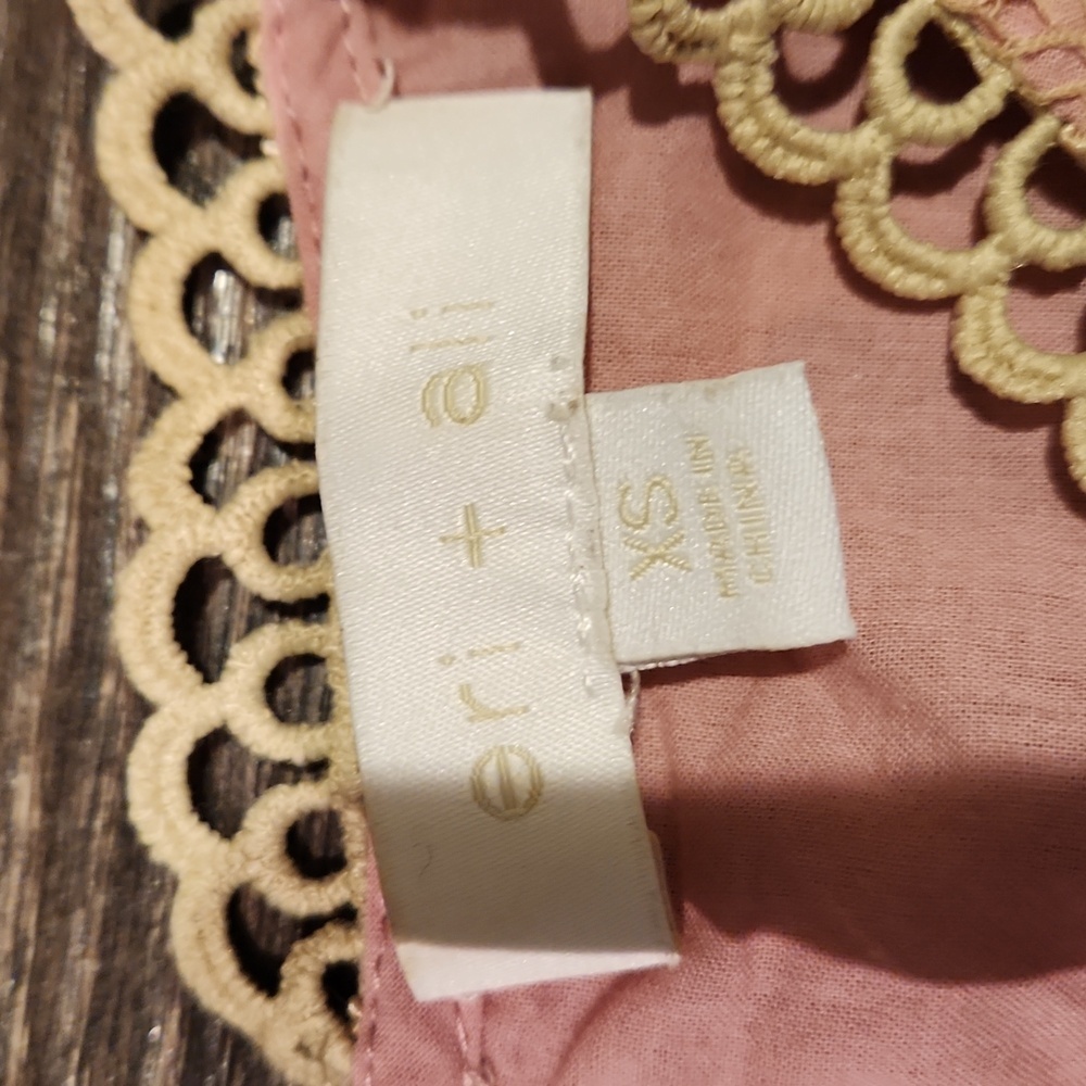 ❤️ NWOT! ANTHROPOLOGIE ERI + ALI SYDNEY LACE BLOUSE / TOP IN BEIGE/PINK, XS - Picture 8 of 12